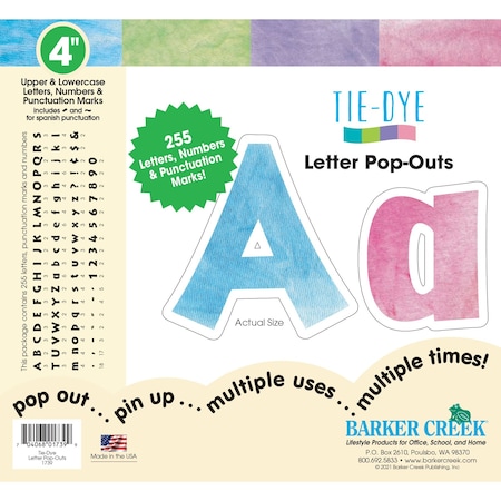 Barker Creek Tie-Dye 4" Letter Pop-Outs, 255 Characters/Set 1739